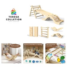 Pikler Triangle Set 7in Toddler Climbing Toys Indoor Foldable Baby Climbing T...