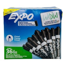 36 Markers Expo Black Chisel Tip Dry Erase Ma...