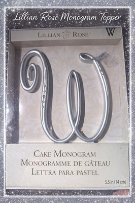 Lillian Rose Silver Monogram Cake Topper Letter W Wedding Anniversary Decor