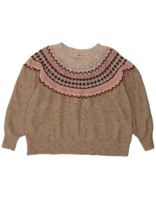 Fat Face Damen Pullover Pulli mit U-Boot-Ausschnitt UK 22 3XL beige Fair Isle AG13