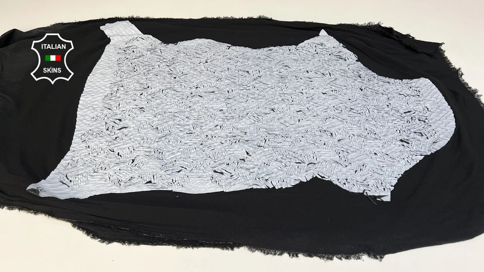 LIGHT GRAY TEXTURED Soft Italian Stretch Lamb leather 2 skins 10sqf 1.0mm #B6520 - Image 2 of 4