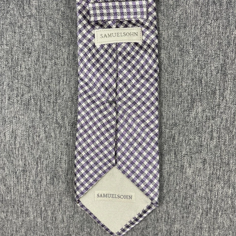 Corbata Samuelsohn 100 % seda para hombre púrpura a cuadros tejida a mano hecha en Italia Foto 4 de 4