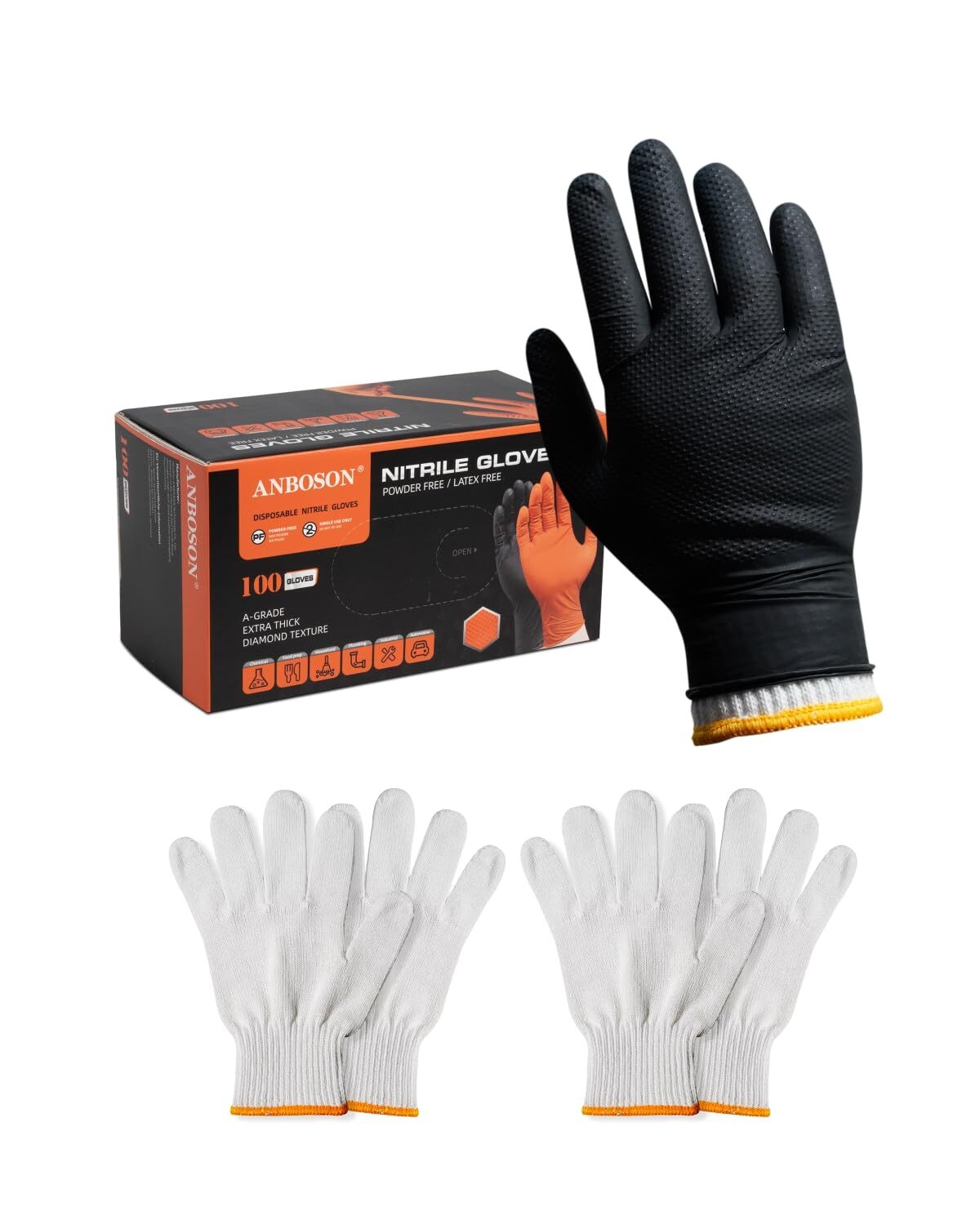 BBQ Gloves for Cooking Baking Grilling, 100 Count Disposable Nitrile Gloves a...