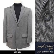JOSEPH  FEISS mens gray HERRINGBONE wool sport coat suit jacket blazer 42 R