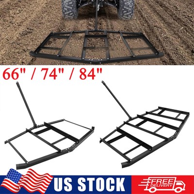 66'' 74'' 84'' Driveway Drag Grader Harrow w/ Adjustable Bars for ATV UTV Lawn Drag