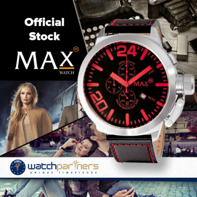 MAX WATCH THE CLASSIC CHRONO 5ATM BLACK DIAL RED INDEX 47mm - Main Image