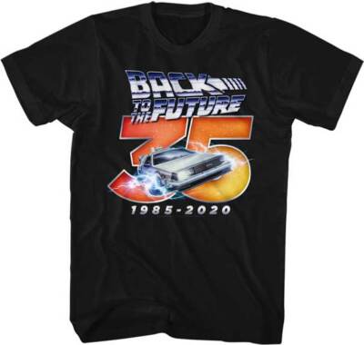 Back To The Future Movie T-Shirt 1985 - 2020 35 Years Later SM -5XL Black Cotton
