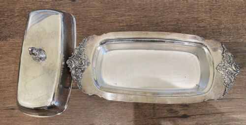 Wallace Silver Plated Baroque Butter Dish #206 with Cover Vintage - Picture 2 of 5