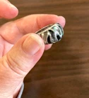 Sterling Silver Vintage JC Ring with Mother-Of-Pearl Inlay Stripes-Size 7