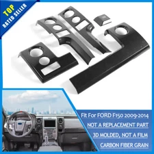 5pc Central Console Dashboard Cover Trim Molded For Ford F150 09-14 Carbon Fiber