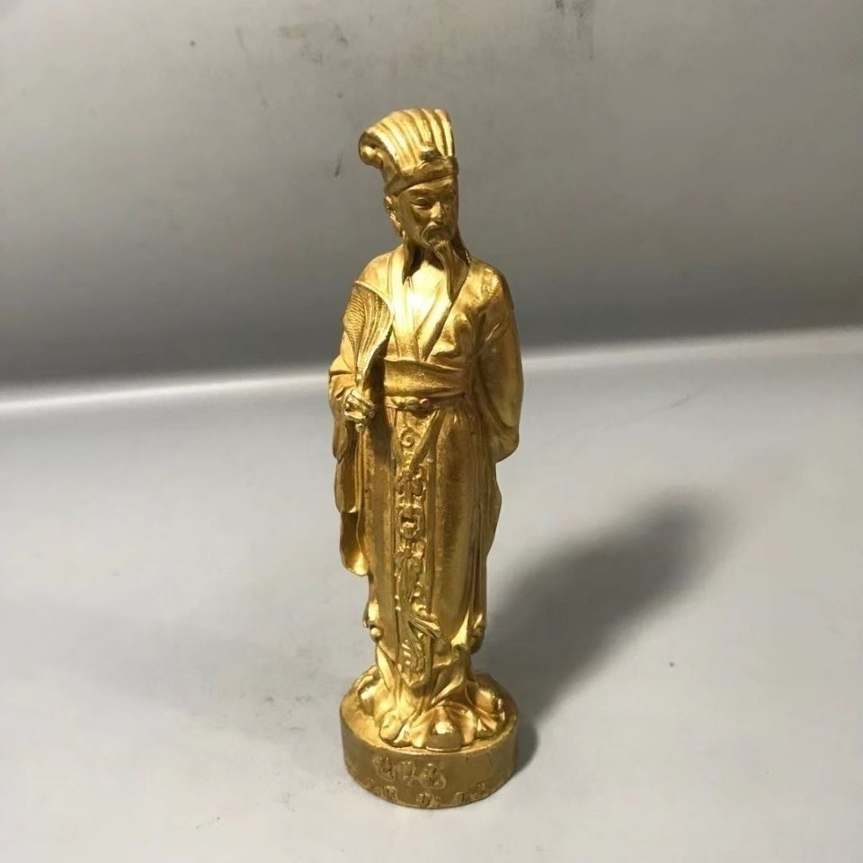 古銅　古鏡　391g Seiko Copper Gilt Zhuge Liang Zhuge Kongming Bronze Statue Antique