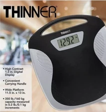 Conair Thinner Portable Digital Scale in Black/Silver Capacity 350lb TH380