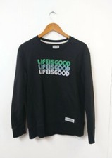 Life is Good WM M Sweatshirt Black Long Sleeve Crew Neck Logo on Front