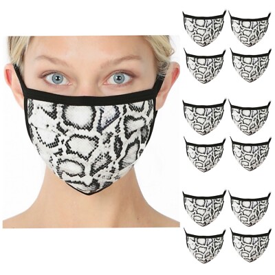 12 Pack Unisex gray Cotton Cloth Face Mask Reuseable Washable TAN BLACK SNAKE