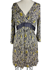 Express Women's Gray Long Sleeve Jungle Print Dress Medium Runs Small