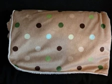 Cuddle Time Baby Blanket Tan Green Brown Polka Dot Sherpa Back