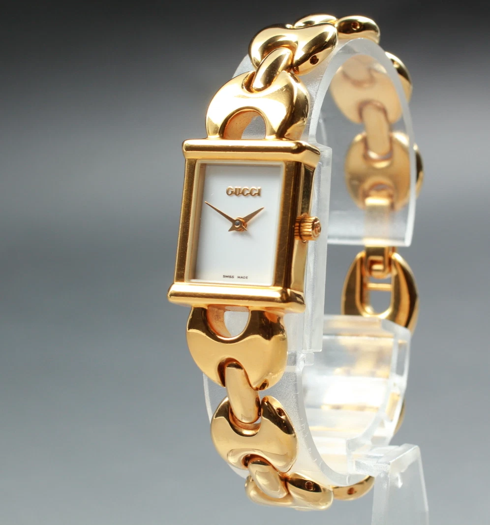 [Presque comme neuf] Montre pour femme Gucci 1800L ceinture à changement 16 mm quartz cadran blanc or
