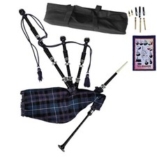 Great Highland Bagpipe   Pride of Scotland Tartan with Silver Mounts  Carry Bag
