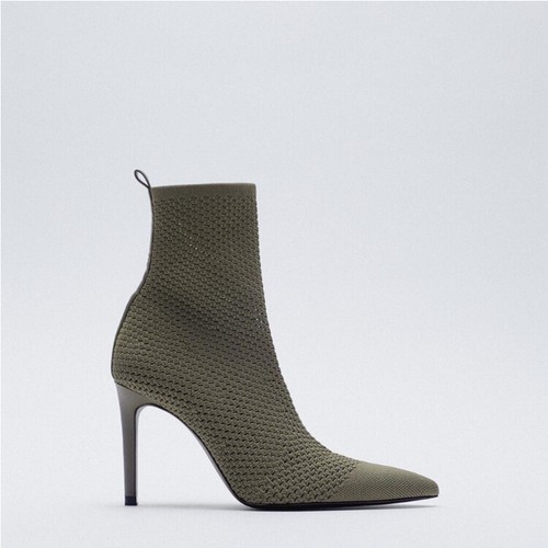 Womens Pointed Toe Knit Stretch Ankle 