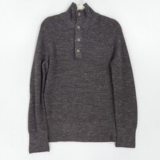 Banana Republic Sweater Mens Medium Brown 1/4 Button Mock Neck Knit Pullover