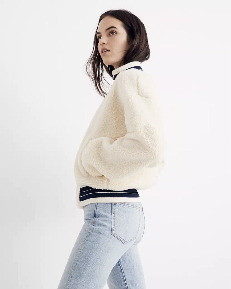 Madewell Quilted Oversized Bomber Jacket Madewell Sherpa Varsity