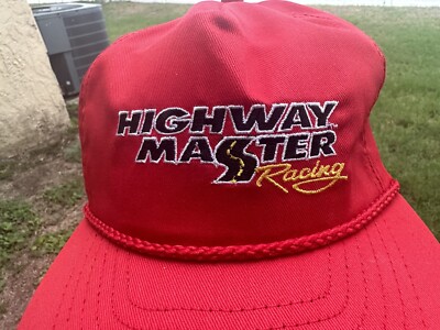 Vintage Racing Hat Cap Adult Adjustable Red Made in USA Highway