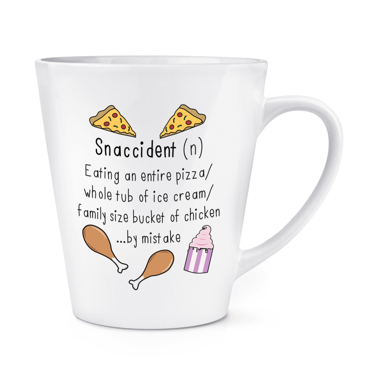 Snaccident Definition 12oz Latte Mug Cup - Funny Food Snack Accident