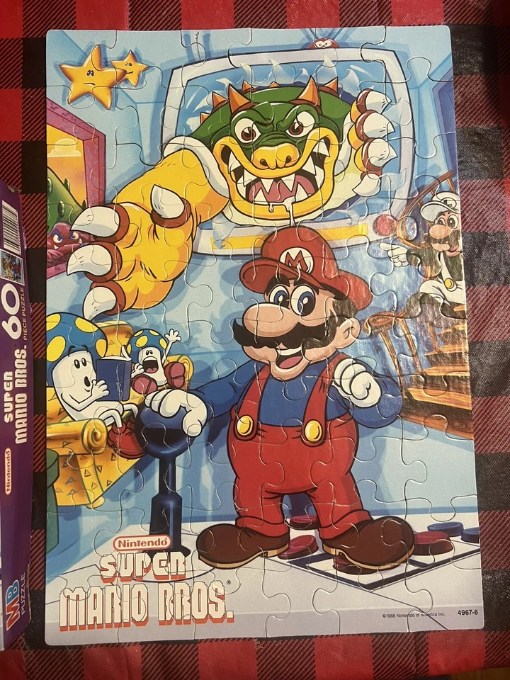 Vintage MB Puzzle NINTENDO SUPER MARIO Bros. 60 piece 1989 LUIGI BOWSER MUSHROOM - Image 3 of 4