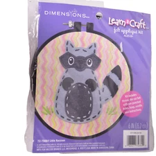 Dimensions Learn-a-Craft Felt Applique & Embroidery Kit 6" Round Little RACCOON