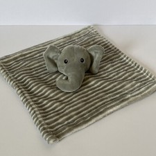 Lila and Jack Baby Lovey White Gray Striped Elephant Security Blanket