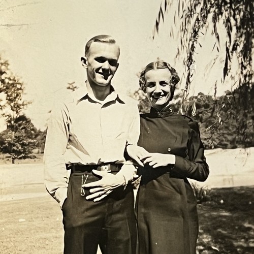 Vintage Snapshot Photograph Beautiful Young Woman Handsome Man Sweet Couple - Picture 3 of 7