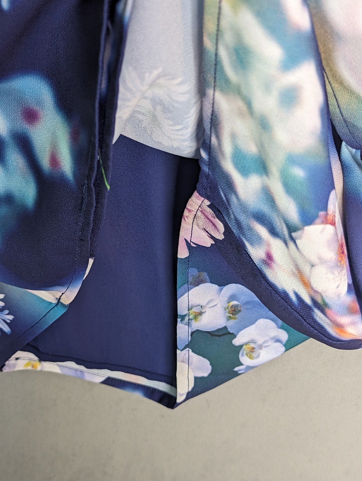 Oasis Floral Dress Size 8  Blue Multicolour Cowl Neck Fitted Floral image 10