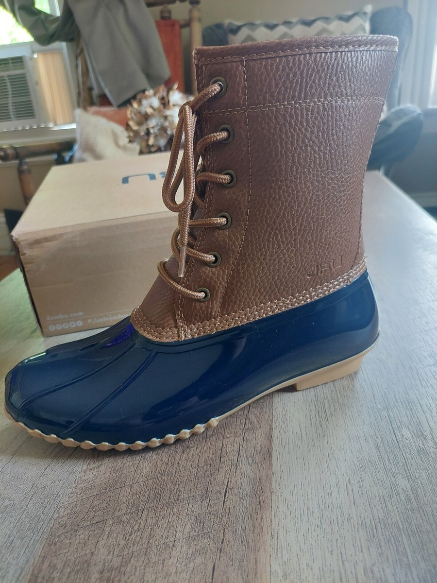 JBU Women's Maplewood Water-Resistant Lace-up Boots Navy/Tan Size