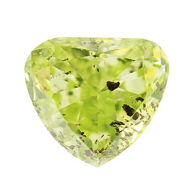 0.17 Carat Fancy Intense Yellowish Green Diamond Certified Natural Color Heart