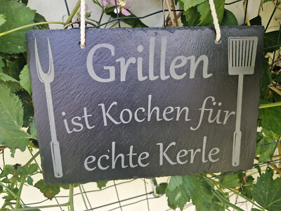 Garten Balkon Terrasse Deko Schild Schiefer Geschenk 15x30cm Laube