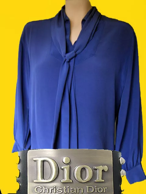 Chemise Christian DIOR haut violet 4 petite écharpe volants vintage dior chemisier