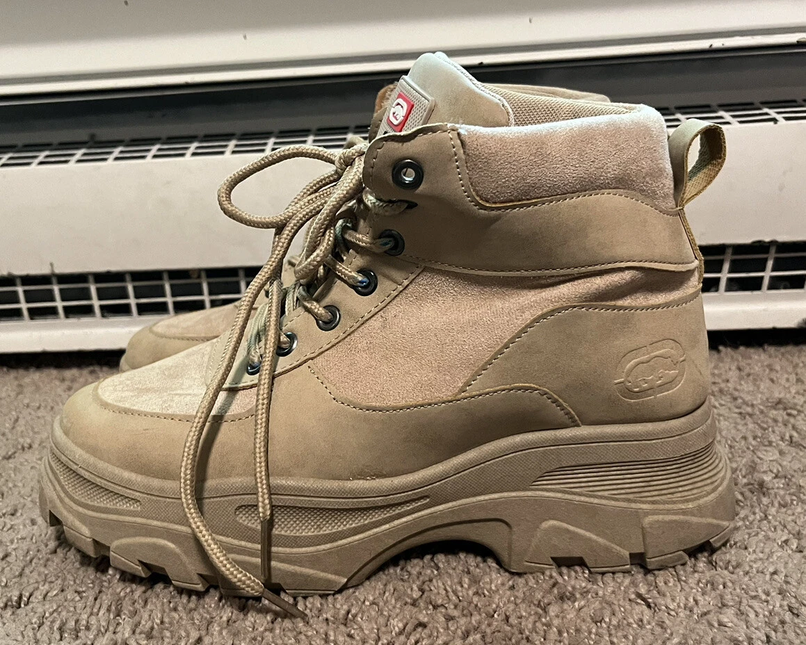 ECKO UNLTD WOMENS COMBAT MONOTONE HIGHTOP BOOTS BOOTIES BEIGE CREAM WOMENS SZ 8 eBay