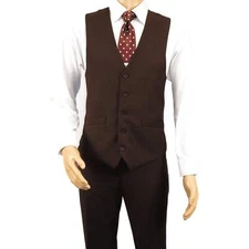 Men's Renoir Suit Vest V-neck Adjustable Strap 5Button 201-5 Brown