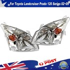 Pair Chrome Head Light Lamps For Toyota Landcruiser Prado 120 Series 02-09 LH+RH