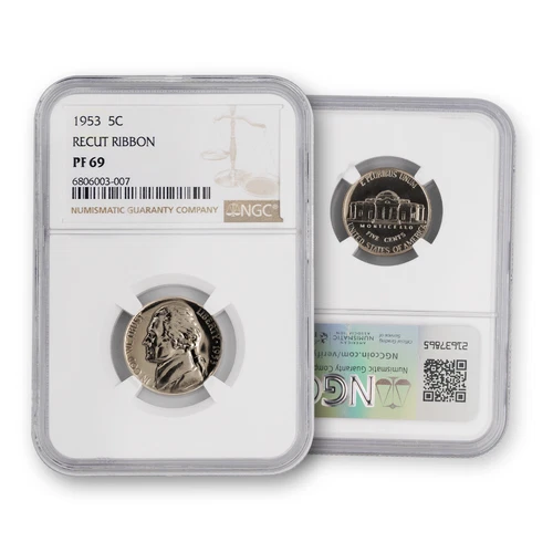 1953 Jefferson Nickel - Proof - Recut Ribbon - NGC 69 TOP POP (2 known)