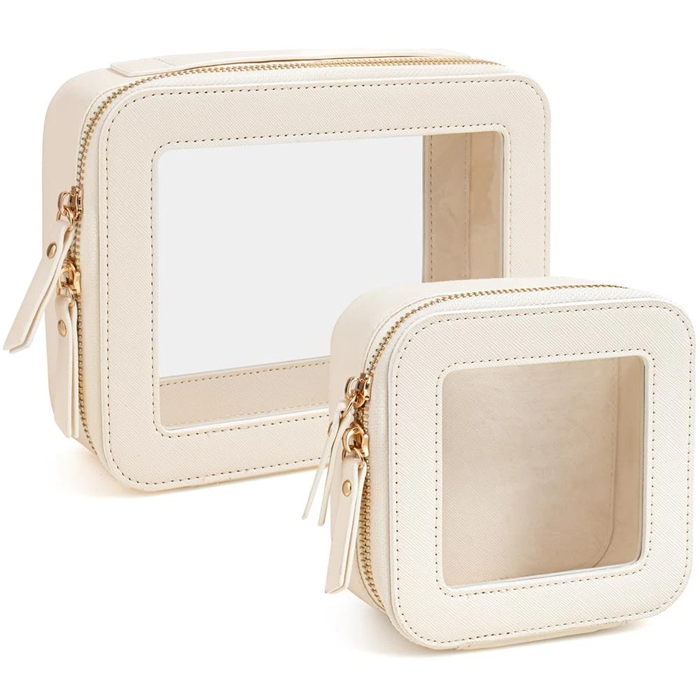 Travel Clear Makeup Bag Set, TSA Approved Cosmetic Bag Case with Zipper Porta...