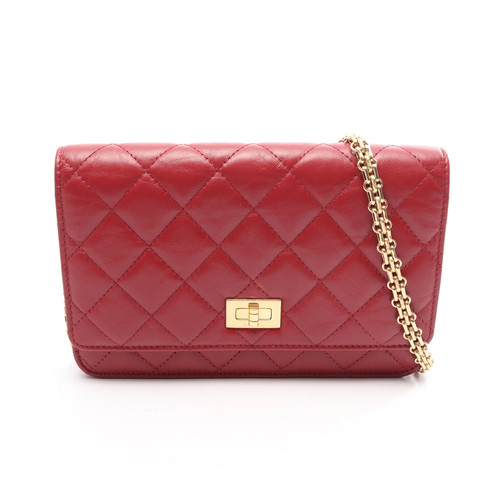 Chanel 2.55 Matelasse Shoulder Bag Red Calfskin Leather Quilted #RCB16676