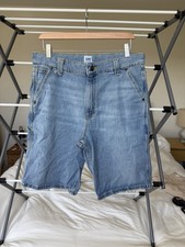 Vintage Lee Workwear Denim Cargo Shorts Blue Y2K Size 32