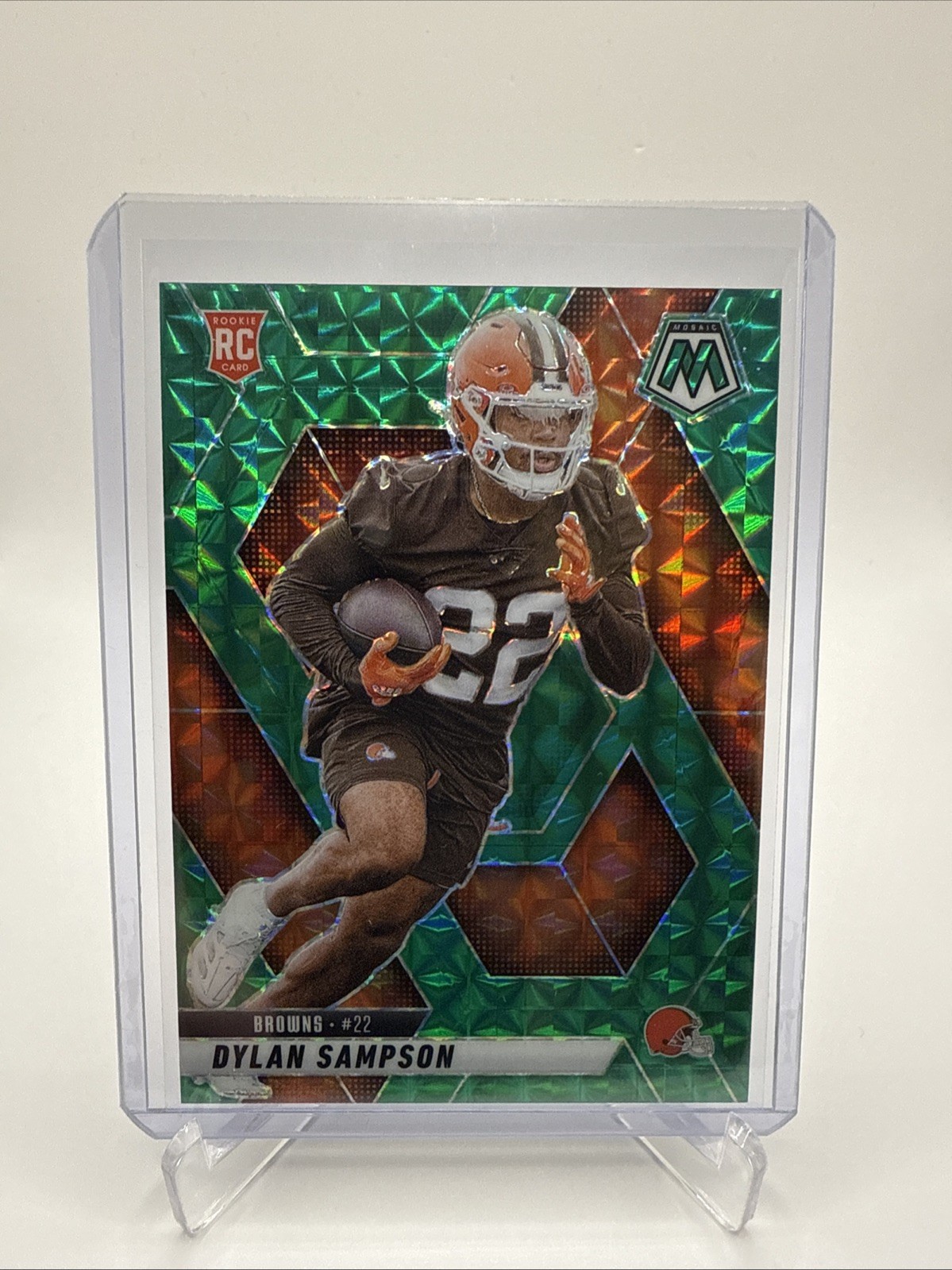 2025 Panini Mosaic Dylan Sampson RC #355 Green Mosaic Prizm Cleveland Browns