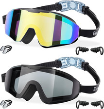 2 Pack Kids Swim Goggles Age 8-16 Extra Silicone Layer, Swimming Goggles for kid