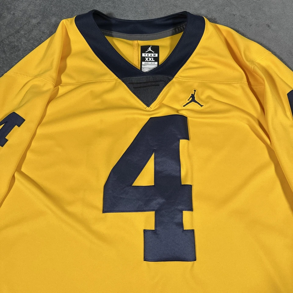 Мужская футболка Nike Jordan Jumpman Dri-FIT командный футбол 2XL желтая темно-синяя номер 4 - Изображение 2 из 4