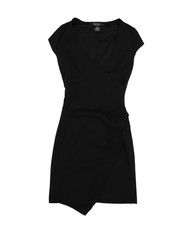 Joe & Elle Dress Womens Small Black Bodycon Wrap V Neck Cap Sleeve Mini Cocktail