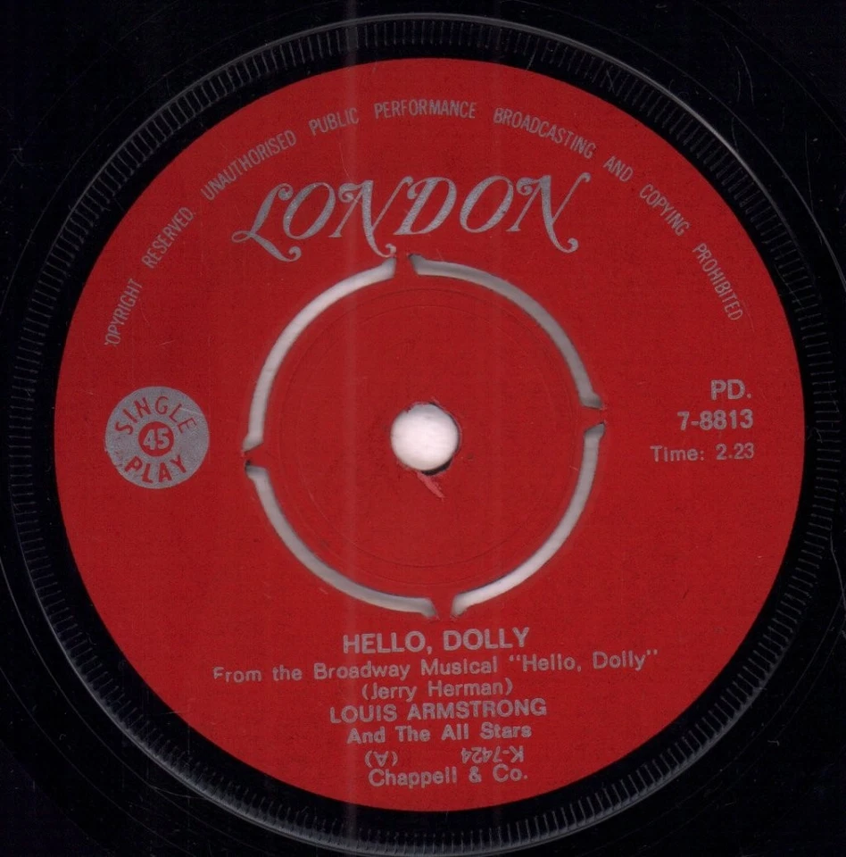 Louis Armstrong Hello Dolly 7" vinyl South Africa London 4 prong label design in - Image 3 of 3