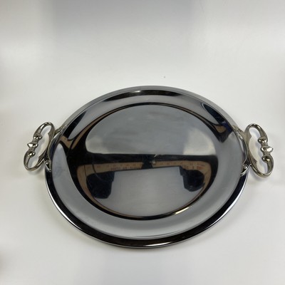 Vintage Kromex Round Chrome Serving Tray MCM Retro 13  Made In USA