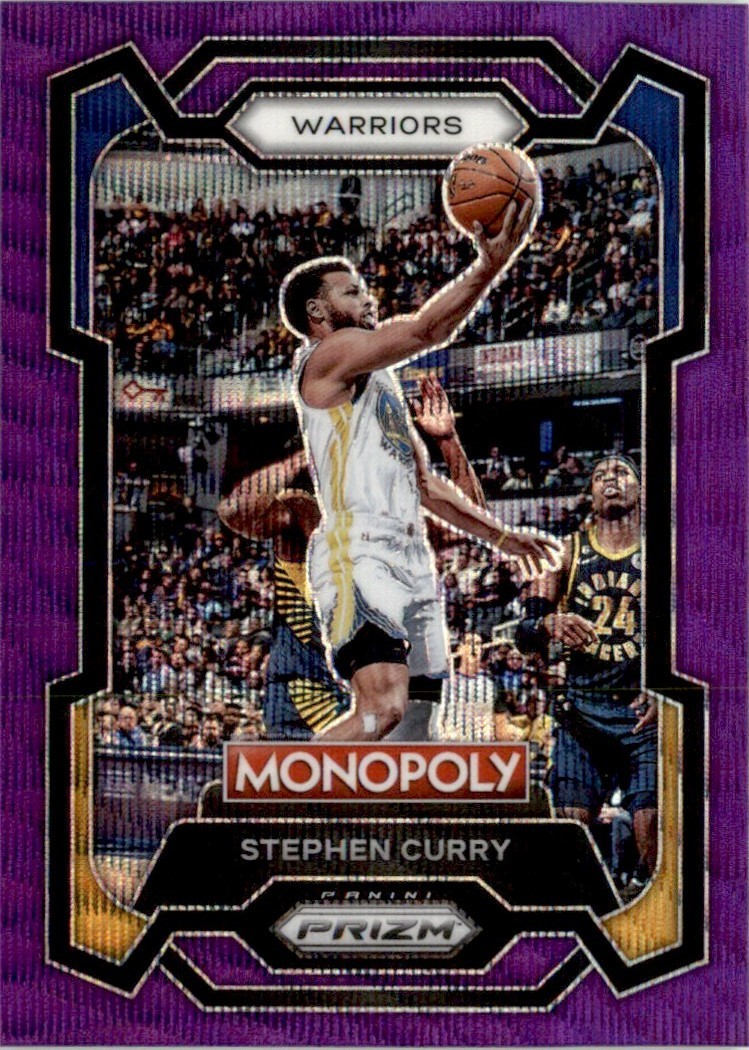Stephen Curry 2023-24 Panini Prizm Monopoly Purple Wave Prizms #28 Golden State